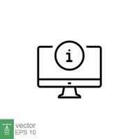 Monitor warnen Symbol. Ausruf markieren, Computer, Technologie Konzept. einfach Gliederung Stil. dünn Linie Symbol. Vektor Illustration isoliert auf Weiß Hintergrund. eps 10.