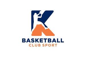 Initiale Brief k Basketball Logo Symbol. Korb Ball Logo Symbol. vektor