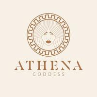 Athena Göttin Logo Design. griechisch Göttin Vektor Logotyp. Schönheit und Kunst Industrie Logo Vorlage. Göttin von Weisheit, industriell Strategie und Taktik.