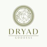 Dryade Göttin Logo Design. griechisch Göttin Vektor Logotyp. Schönheit und Kunst Industrie Logo Vorlage. Wald Nymphe, Schirmherrin von Bäume.