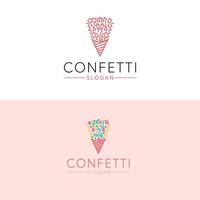 Konfetti Vektor Logo Design. modern die Geschenke Geschäft eben Logo Design. Konfetti und funkelt Logo Vorlage.