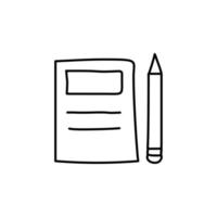 anteckningsbok och penna skiss vektor ikon