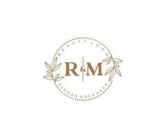 Initiale rm Briefe schön Blumen- feminin editierbar vorgefertigt Monoline Logo geeignet zum Spa Salon Haut Haar Schönheit Boutique und kosmetisch Unternehmen. vektor