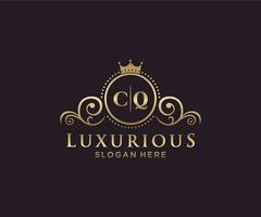 Royal Luxury Logo-Vorlage mit anfänglichem cq-Buchstaben in Vektorgrafiken für Restaurant, Lizenzgebühren, Boutique, Café, Hotel, Heraldik, Schmuck, Mode und andere Vektorillustrationen. vektor