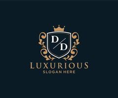 Royal Luxury Logo-Vorlage mit anfänglichem dd-Buchstaben in Vektorgrafiken für Restaurant, Lizenzgebühren, Boutique, Café, Hotel, Heraldik, Schmuck, Mode und andere Vektorillustrationen. vektor