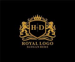 Anfangs-HD-Buchstabe Lion Royal Luxury Logo-Vorlage in Vektorgrafiken für Restaurant, Lizenzgebühren, Boutique, Café, Hotel, Heraldik, Schmuck, Mode und andere Vektorillustrationen. vektor