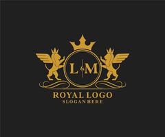 Initiale lm Brief Löwe königlich Luxus heraldisch, Wappen Logo Vorlage im Vektor Kunst zum Restaurant, Königtum, Boutique, Cafe, Hotel, heraldisch, Schmuck, Mode und andere Vektor Illustration.