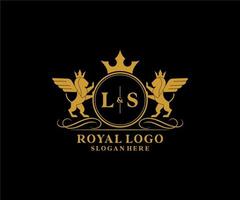 Initiale ls Brief Löwe königlich Luxus heraldisch, Wappen Logo Vorlage im Vektor Kunst zum Restaurant, Königtum, Boutique, Cafe, Hotel, heraldisch, Schmuck, Mode und andere Vektor Illustration.