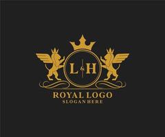 Initiale lh Brief Löwe königlich Luxus heraldisch, Wappen Logo Vorlage im Vektor Kunst zum Restaurant, Königtum, Boutique, Cafe, Hotel, heraldisch, Schmuck, Mode und andere Vektor Illustration.