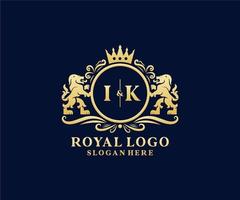 Initial ik Letter Lion Royal Luxury Logo Vorlage in Vektorgrafiken für Restaurant, Lizenzgebühren, Boutique, Café, Hotel, Heraldik, Schmuck, Mode und andere Vektorillustrationen. vektor