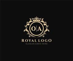 första oa brev lyxig varumärke logotyp mall, för restaurang, kungligheter, boutique, Kafé, hotell, heraldisk, Smycken, mode och Övrig vektor illustration.