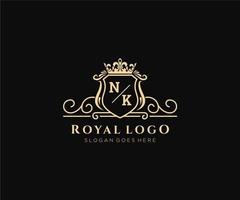 Initiale nk Brief luxuriös Marke Logo Vorlage, zum Restaurant, Königtum, Boutique, Cafe, Hotel, heraldisch, Schmuck, Mode und andere Vektor Illustration.