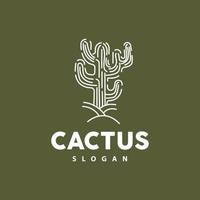 Kaktus Logo, Wüste Grün Pflanze Vektor, einfach Design elegant Linie Stil, Symbol Illustration Symbol vektor