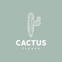 kaktus logotyp, öken- grön växt vektor, enkel design elegant linje stil, ikon illustration symbol vektor