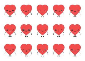 Karikatur Herz gestalten Emoji mit anders Stimmung Vektor Illustration Sammlung