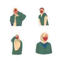 vektor illustration av en uppsättning av muslim kvinnor i hijab