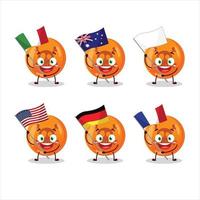 halloween farlig tecknad serie karaktär föra de flaggor av olika länder vektor