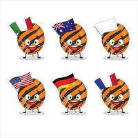 halloween Ränder godis tecknad serie karaktär föra de flaggor av olika länder vektor