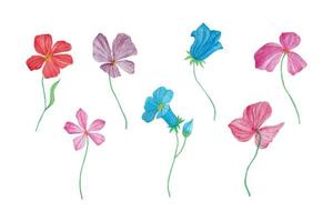 samling av vattenfärg skön blomma, hand dragen vattenfärg vektor illustration för hälsning kort eller inbjudan design
