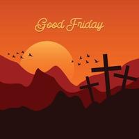 gut Freitag drei Kreuze Symbol, glücklich gut Freitag, Vektor Hintergrund Illustration