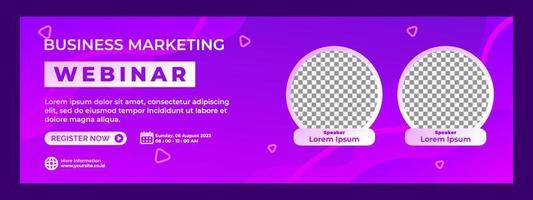 horizontal Webinar Banner Vorlage Design mit lila Farbe Thema. Webinar Banner Design zum Sozial Medien Post oder drucken vektor