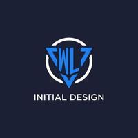 wl Monogramm Logo mit Dreieck gestalten und Kreis Design Elemente vektor