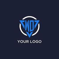 wo Monogramm Logo mit Dreieck gestalten und Kreis Design Elemente vektor