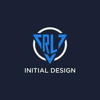 rl Monogramm Logo mit Dreieck gestalten und Kreis Design Elemente vektor