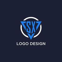 sx Monogramm Logo mit Dreieck gestalten und Kreis Design Elemente vektor