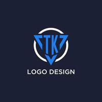 tk Monogramm Logo mit Dreieck gestalten und Kreis Design Elemente vektor