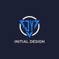 jy Monogramm Logo mit Dreieck gestalten und Kreis Design Elemente vektor