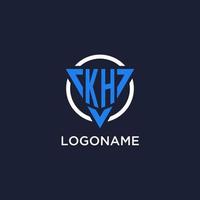 kh Monogramm Logo mit Dreieck gestalten und Kreis Design Elemente vektor