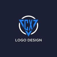 cx Monogramm Logo mit Dreieck gestalten und Kreis Design Elemente vektor