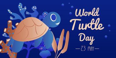 värld sköldpadda dag 23 Maj bakgrund. sköldpadda simmar i de hav mot de bakgrund av de Sol. vektor illustration