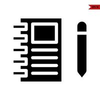 anteckningsblock med penna glyf ikon vektor