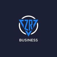 zr Monogramm Logo mit Dreieck gestalten und Kreis Design Elemente vektor