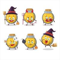 Halloween Ausdruck Emoticons mit Karikatur Charakter von golden Trank vektor