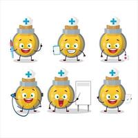 Arzt Beruf Emoticon mit golden Trank Karikatur Charakter vektor