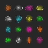 Wetter Neon Icon Set vektor