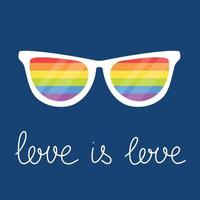 Liebe ist Liebe. Brille mit Regenbogen. Konzept zum lgbt Banner. vektor