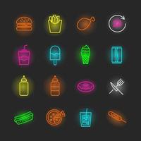 Fast-Food-Neon-Icon-Set vektor