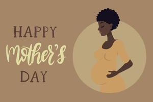 Mutter Tag Post Karte mit schön schwanger Frau, süß eben Karikatur Stil vektor