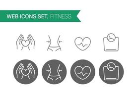 fitness tunn linje ikoner vektor set