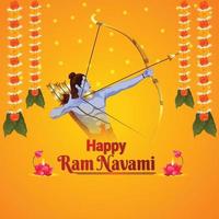 Happy Ram Navami Indian Festival mit kreativer Illustration von Lord Rama vektor