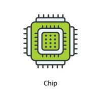 Chip Vektor füllen Gliederung Symbole. einfach Lager Illustration Lager