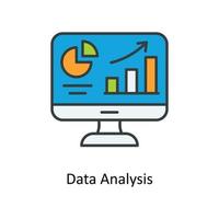 data analys vektor fylla översikt ikoner. enkel stock illustration stock