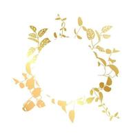 trendig guld tropisk löv av annorlunda lian med vit ark. kort med exotisk löv ram. vektor