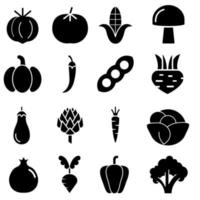 grönsaker ikon vektor uppsättning. vegetarianism illustration tecken samling. trädgård symbol.