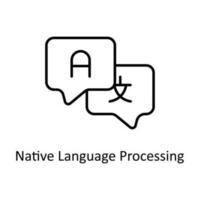 inföding språk bearbetning vektor översikt ikoner. enkel stock illustration stock