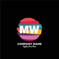 mw första logotyp med färgrik mall vektor